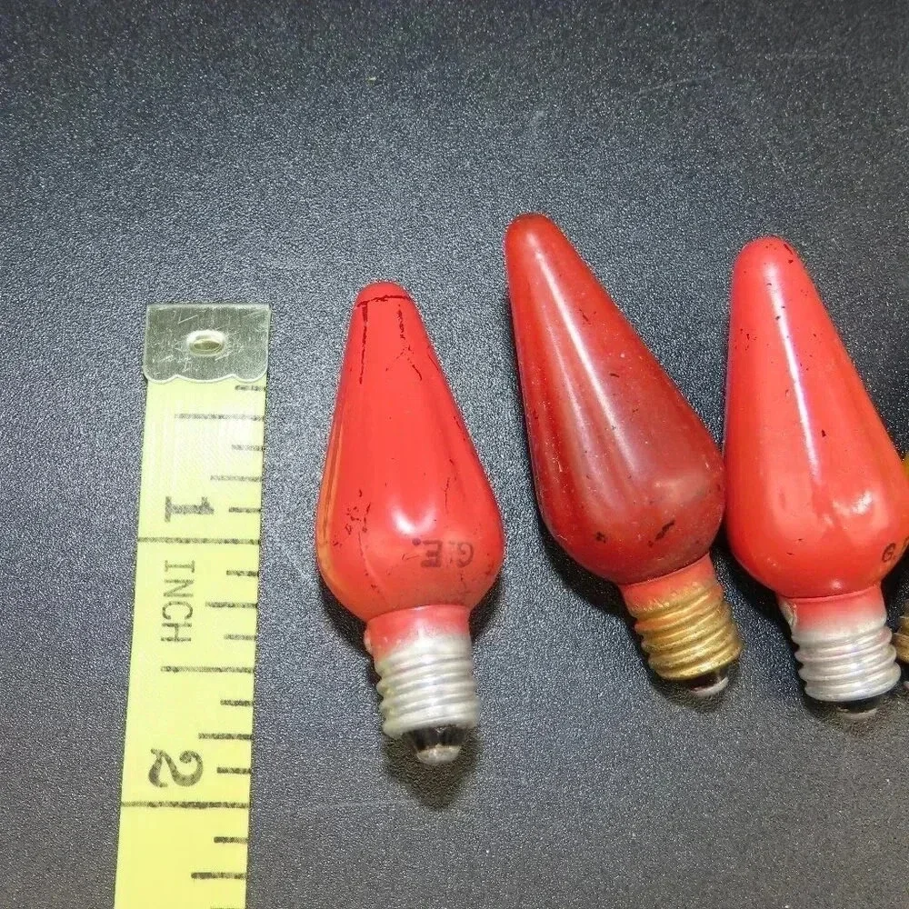 Vintage Fluted Cone GE Christmas light bulbs Retro Christmas Glass Set of 6